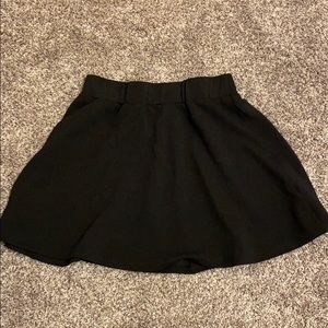 Textured black skater skirt